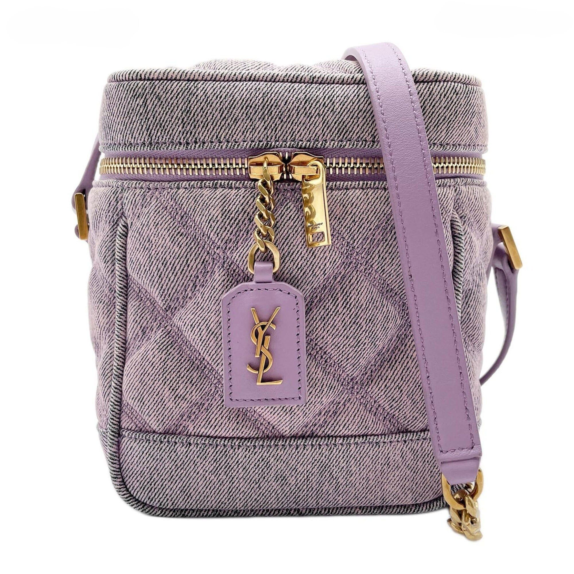 Yves Saint Laurent YVES SAINT LAURENT 80'S Vanity Bag, Quilted Shoulder YSL Logo, 649779, Denim Purple, Women's Size ONE SIZE - 1 Thumbnail