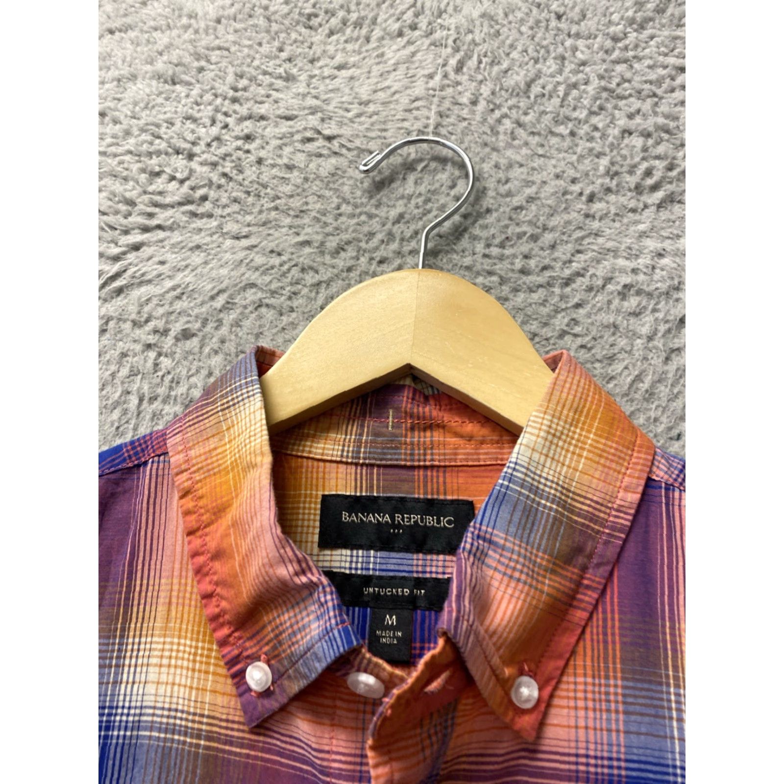 Banana Republic Banana Republic Shirt Mens M Plaid Short Sleeve Button Up / 162-25 Multicolor Cotton Woven Casual Regular Collar Button-Front Men’s Shirt Size US M / EU 48-50 / 2 - 4 Thumbnail
