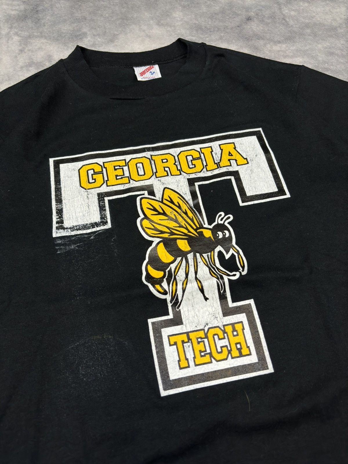 Vintage Vintage 90s Georgia Tech Yellow T-Shirt Single Stitch Black Size US S / EU 44-46 / 1 - 2 Thumbnail
