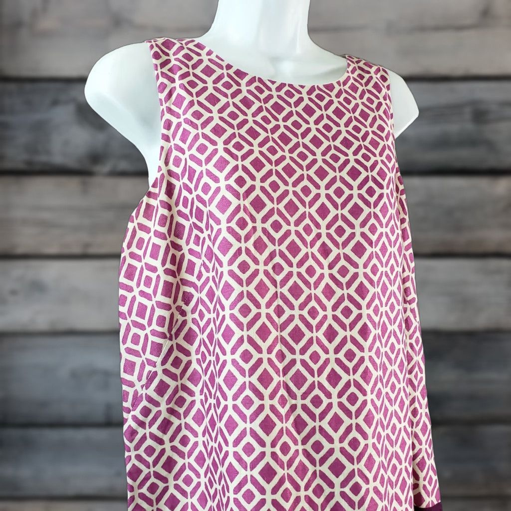 Loft LOFT Ann Taylor Womens Dress Sleeveless Linen Zip Pink Teal Size 8 Short 34.5" 18" Length Round Neck Shirt/Shift Womens Size M / US 6-8 / IT 42-44 - 1 Thumbnail