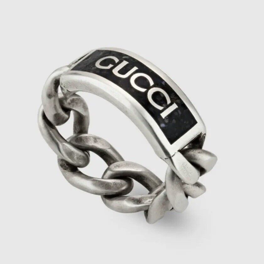 Gucci Gucci .925 Silver Black Chain Ring Size ONE SIZE - 1 Thumbnail