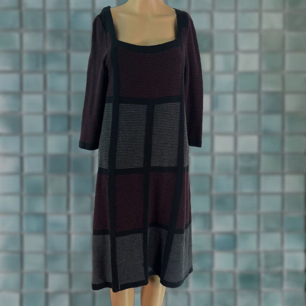 Vintage So Wear It Declare It Womens 3/4 Sleeves Square Neck Burgundy Sweater Dress Sz L Size L / US 10 / IT 46 - 1 Thumbnail