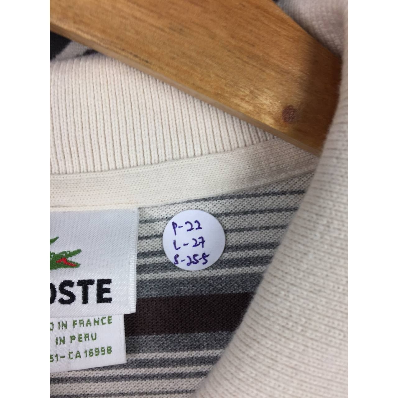 Lacoste × Vintage Vtg Lacoste Small Logo Striped Longsleeve Polo Tee Size US L / EU 52-54 / 3 - 15 Thumbnail