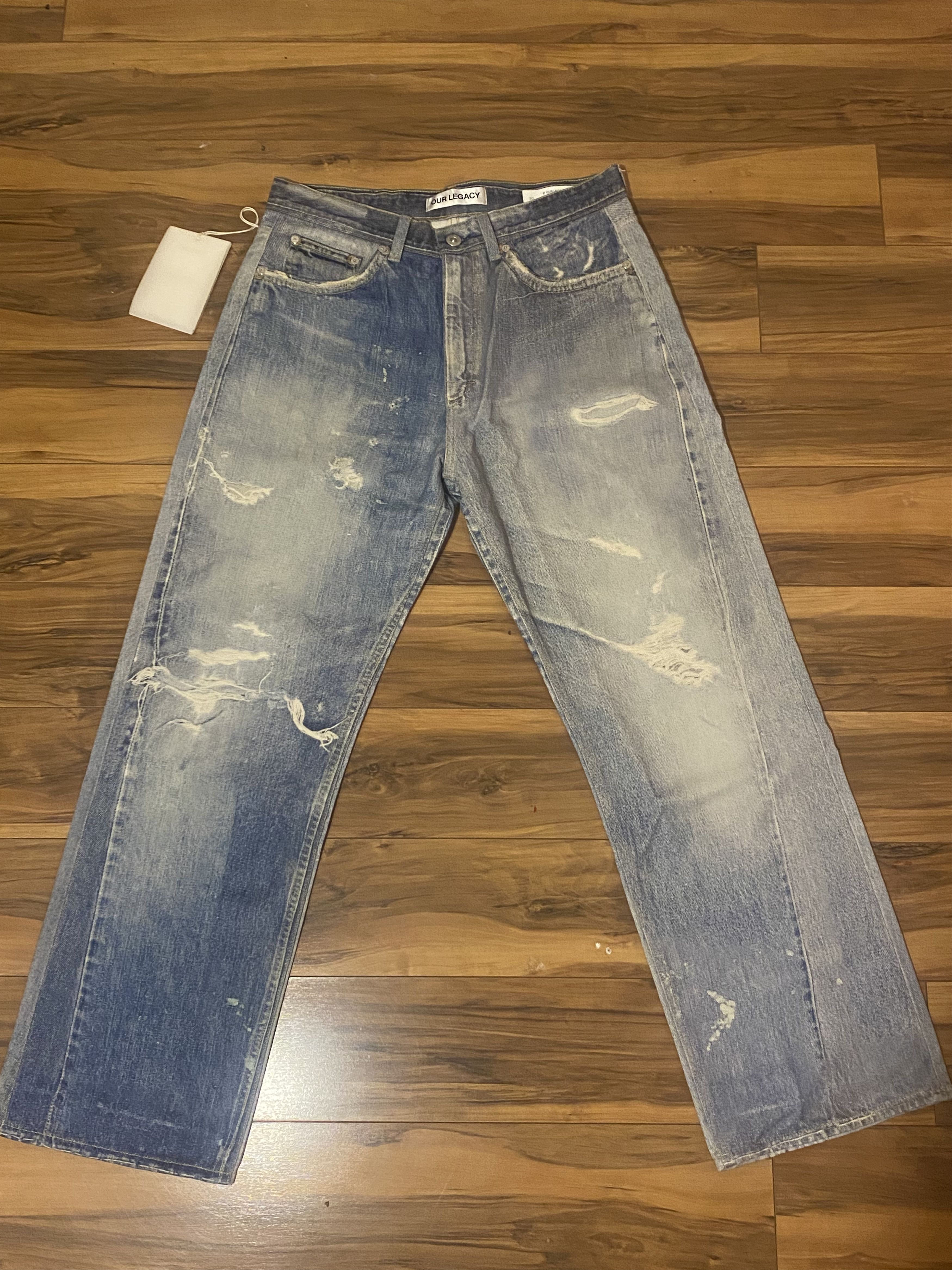 パンツ OUR LEGACY FOREVER BLUE DRAPE DENIM Our Legacy Our Legacy Butterfly Leather Knee Denim | Grailed