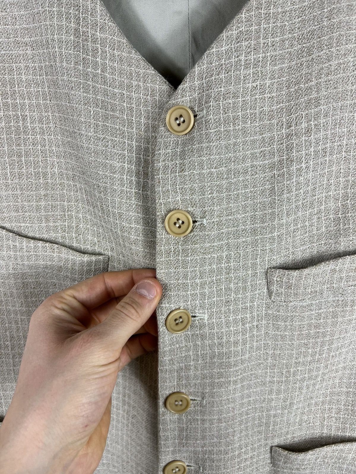 Emporio Armani Vintage 90s Emporio Armani archival linen suit vest Size 48R - 9 Thumbnail