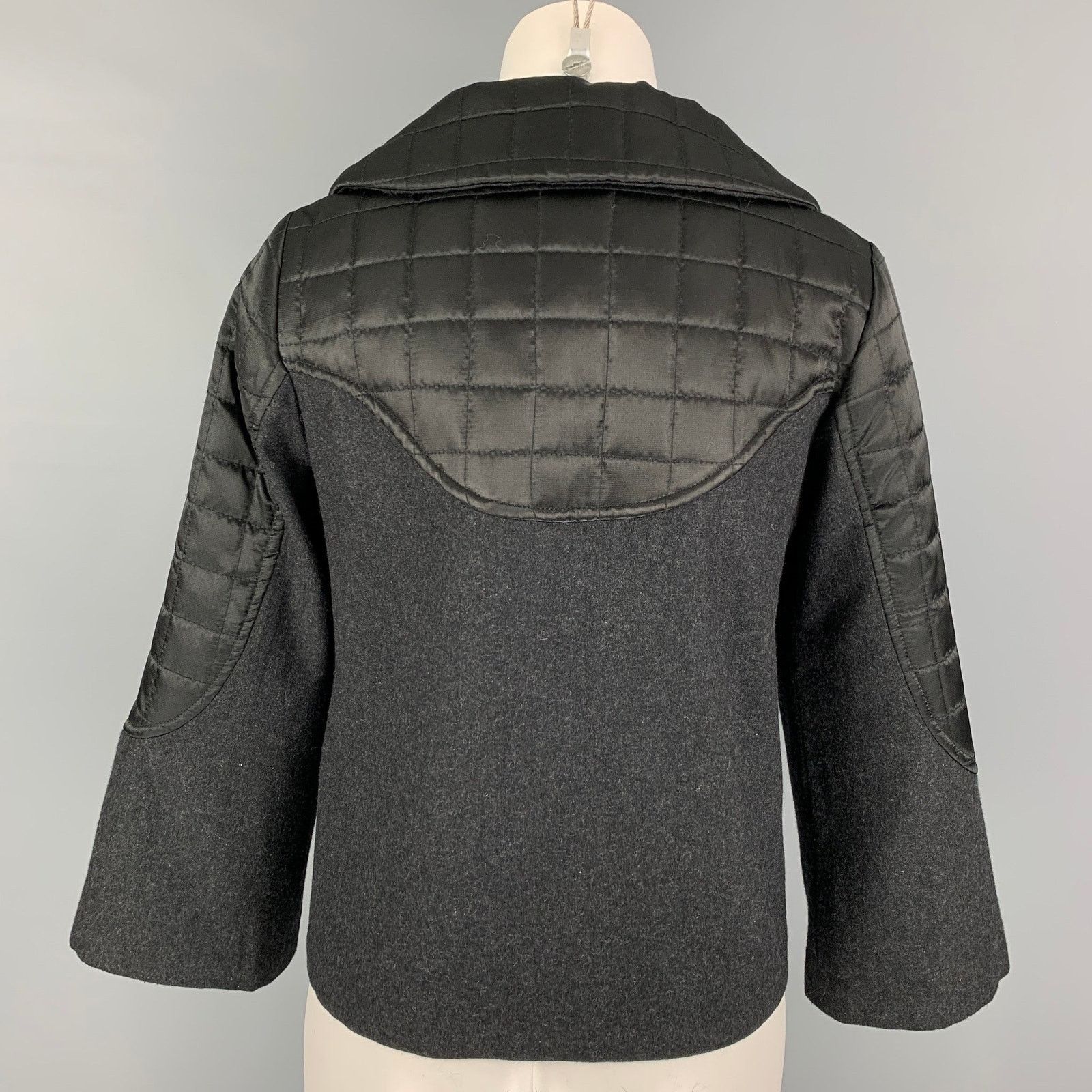Marc by Marc Jacobs MARC by MARC JACOBS Size 2 Grey Wool Black Quilted Jacket Size XS / US 0-2 / IT 36-38 - 4 Thumbnail