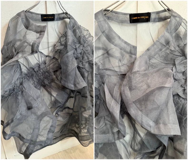 Comme Des Garcons Grey vintage flower design top