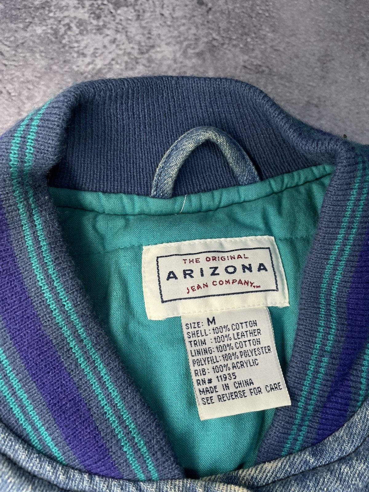 Arizona Jean Co. Vtg 90s Arizona Jean Co Denim Varsity Bomber Jacket Size US M / EU 48-50 / 2 - 6 Thumbnail