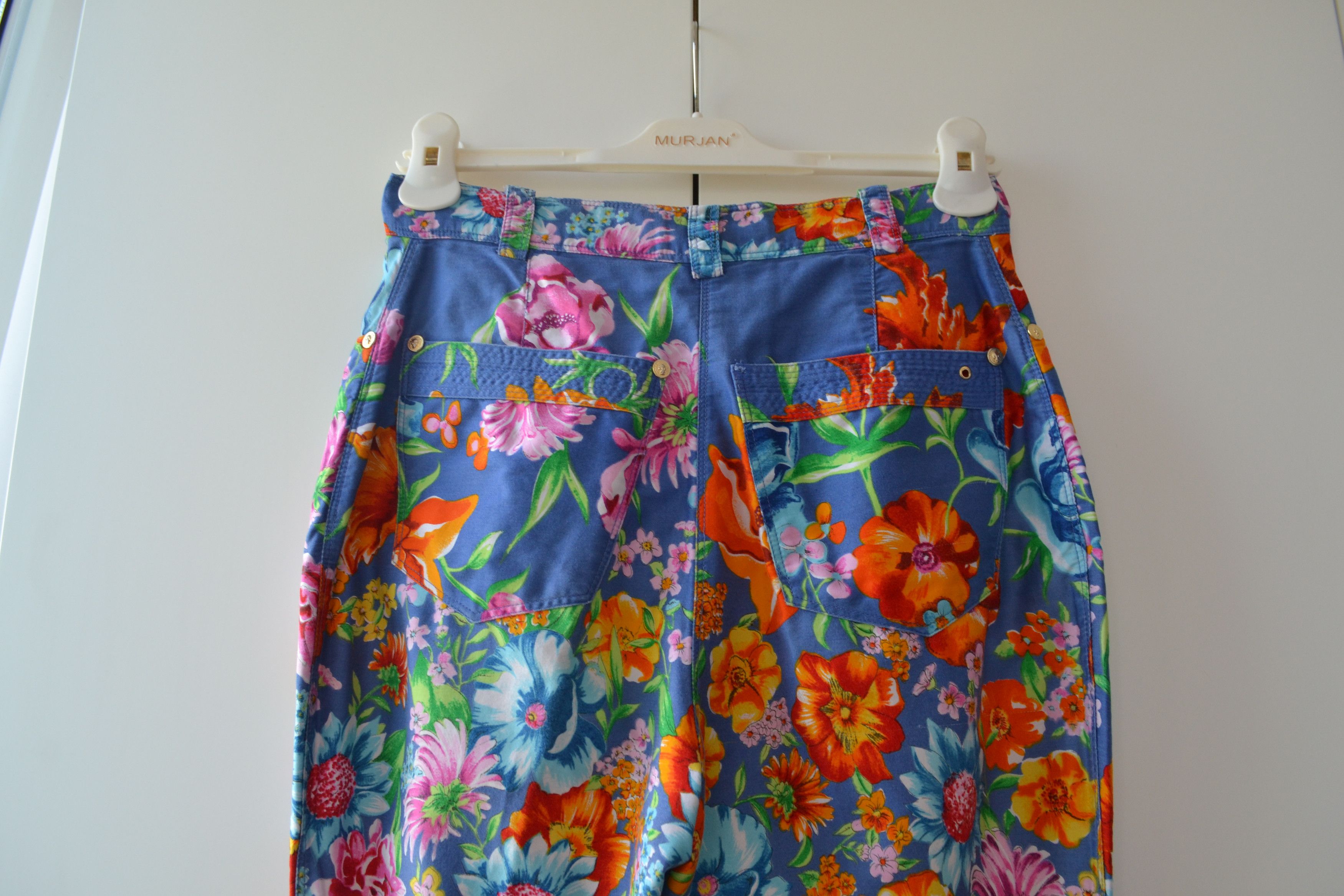 Versus Versace VERSUS Pants Trousers Blue Flower Floral Print 90s Cotton Size 30" / US 8 / IT 44 - 9 Thumbnail