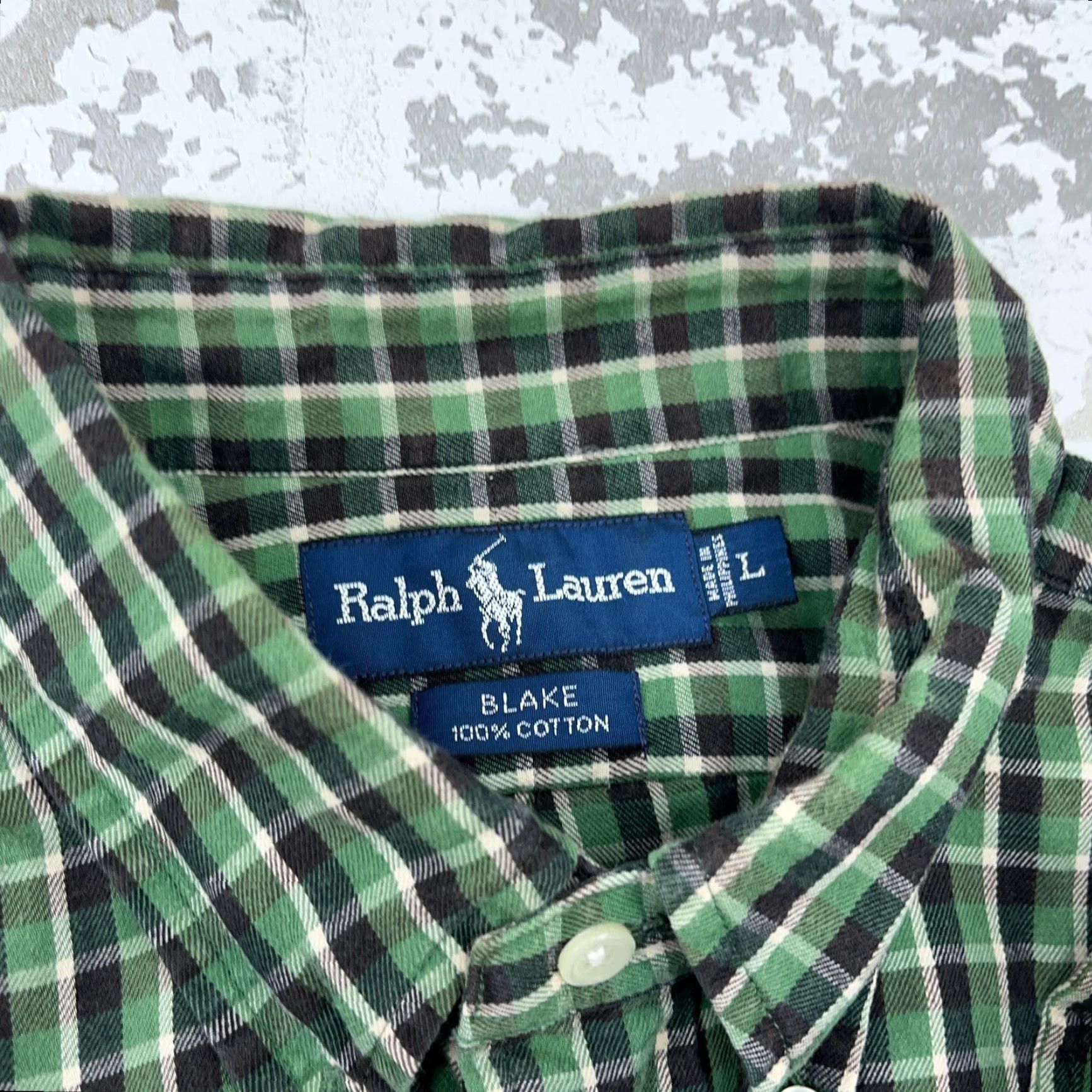 Ralph Lauren Ralph Lauren Button-Up Flannel Shirt Men L Plaid Green Black Button-Front Classic Casual Size 42R - 3 Thumbnail