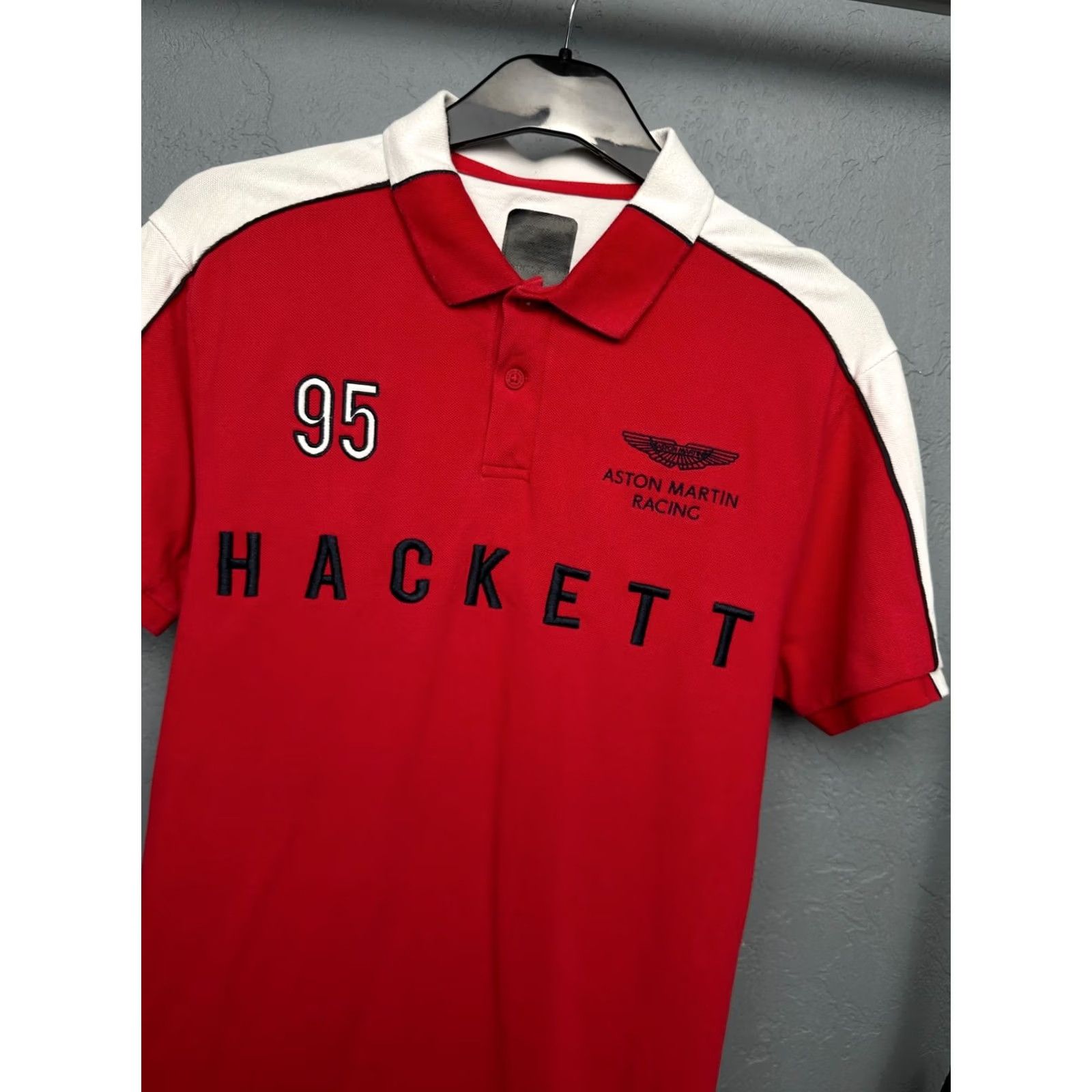 Hackett Hackett Aston Martin Polo Shirt Mens M Red Cotton Logo Short Sleeve Button Collar Shirt Size US M / EU 48-50 / 2 - 2 Thumbnail