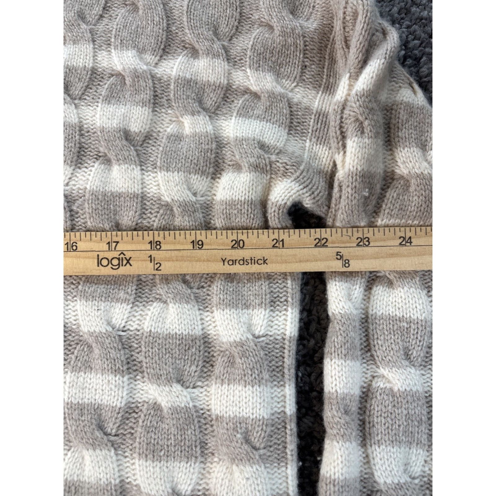La Ligne La Ligne Sweater Womens Small Wool Cashmere Striped Beige Cable Knit Chunky Size S / US 4 / IT 40 - 3 Thumbnail