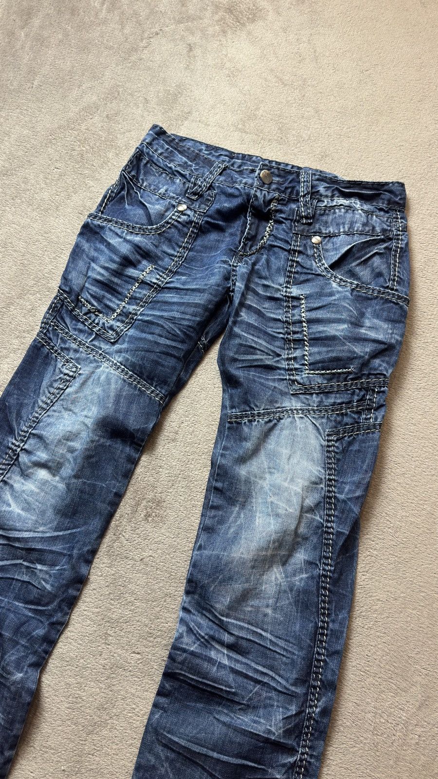 Le Grande Bleu (L.G.B.) Y2K Straight Multipocket Sick Distressed Washed Jean lgb ysl Size US 31 - 4 Thumbnail