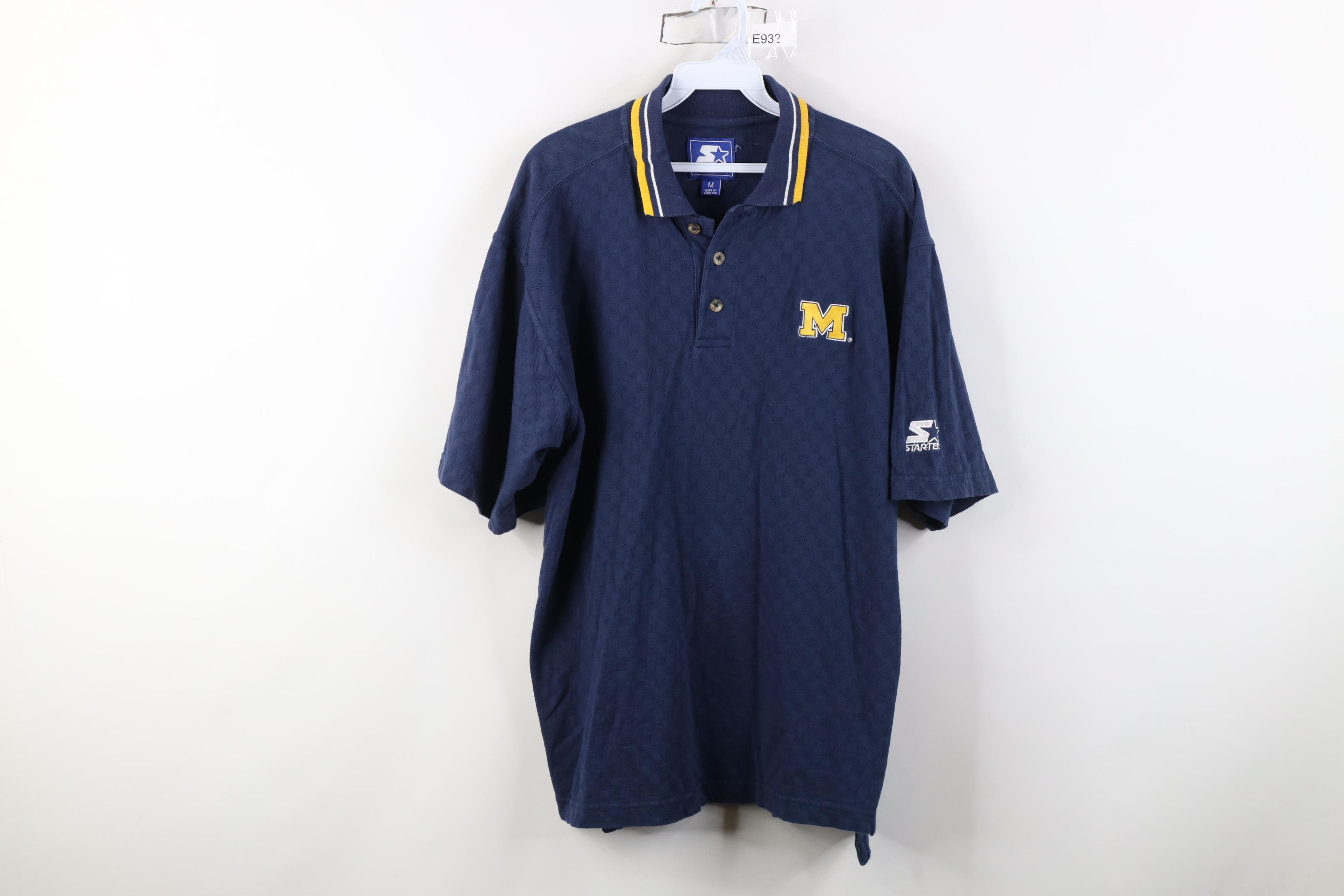Starter Vintage 90s Starter University of Michigan Knit Polo Shirt Size US M / EU 48-50 / 2 - 1 Thumbnail
