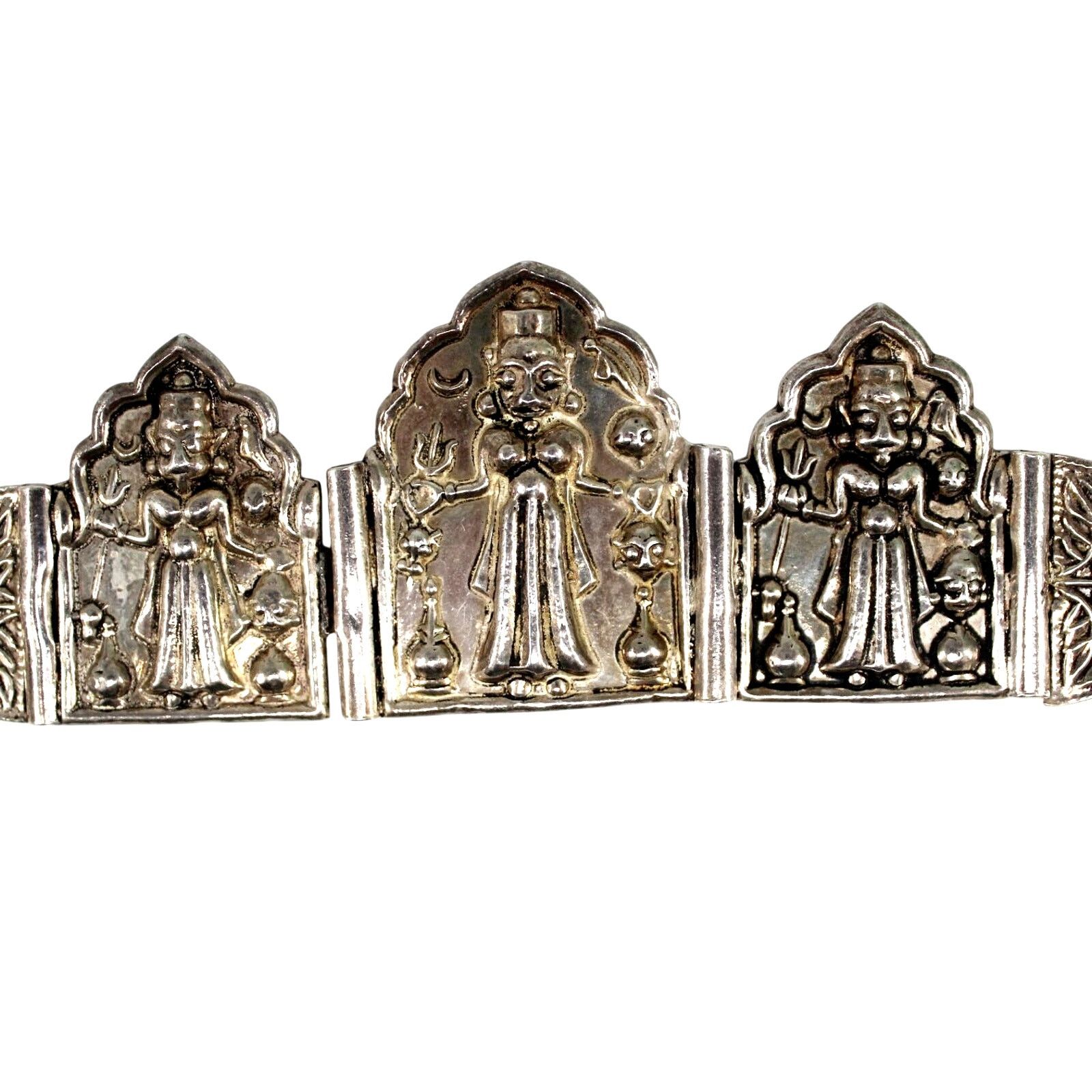 Other Vintage 925 Silver Bracelet 3 Deities Holding Head & Trident Size ONE SIZE - 2 Thumbnail