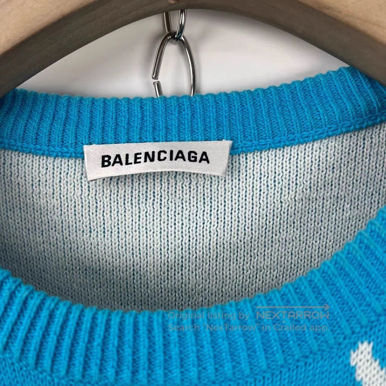Balenciaga Blue Patterned Knit Sweater - Size M. Size US M / EU 48-50 / 2 - 3 Thumbnail
