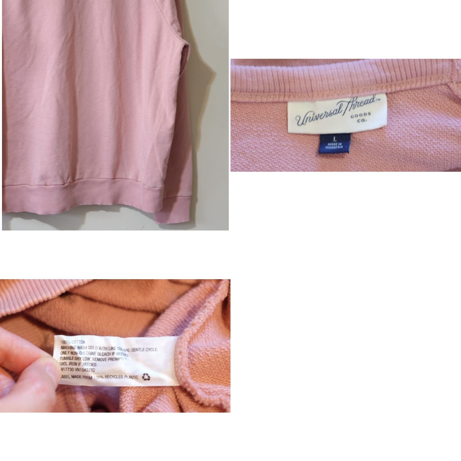 Vintage Universal Thread Pink Women's Sweatshirt Long Sleeve Crewneck Shirt L Regular Pullover Raglan Size L Casual 100% Cotton Womens Size L / US 10 / IT 46 - 8 Thumbnail