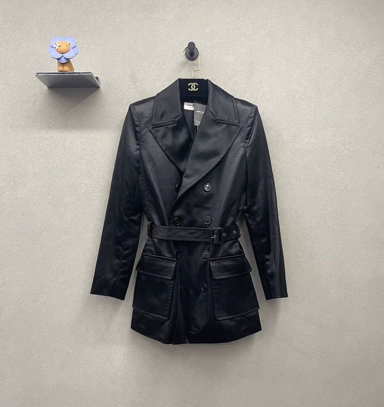Saint Laurent Paris Saint Laurent ParisSolid Polyester Double Breasted Fitted Size XXS / US 00 / IT 34 - 1 Thumbnail