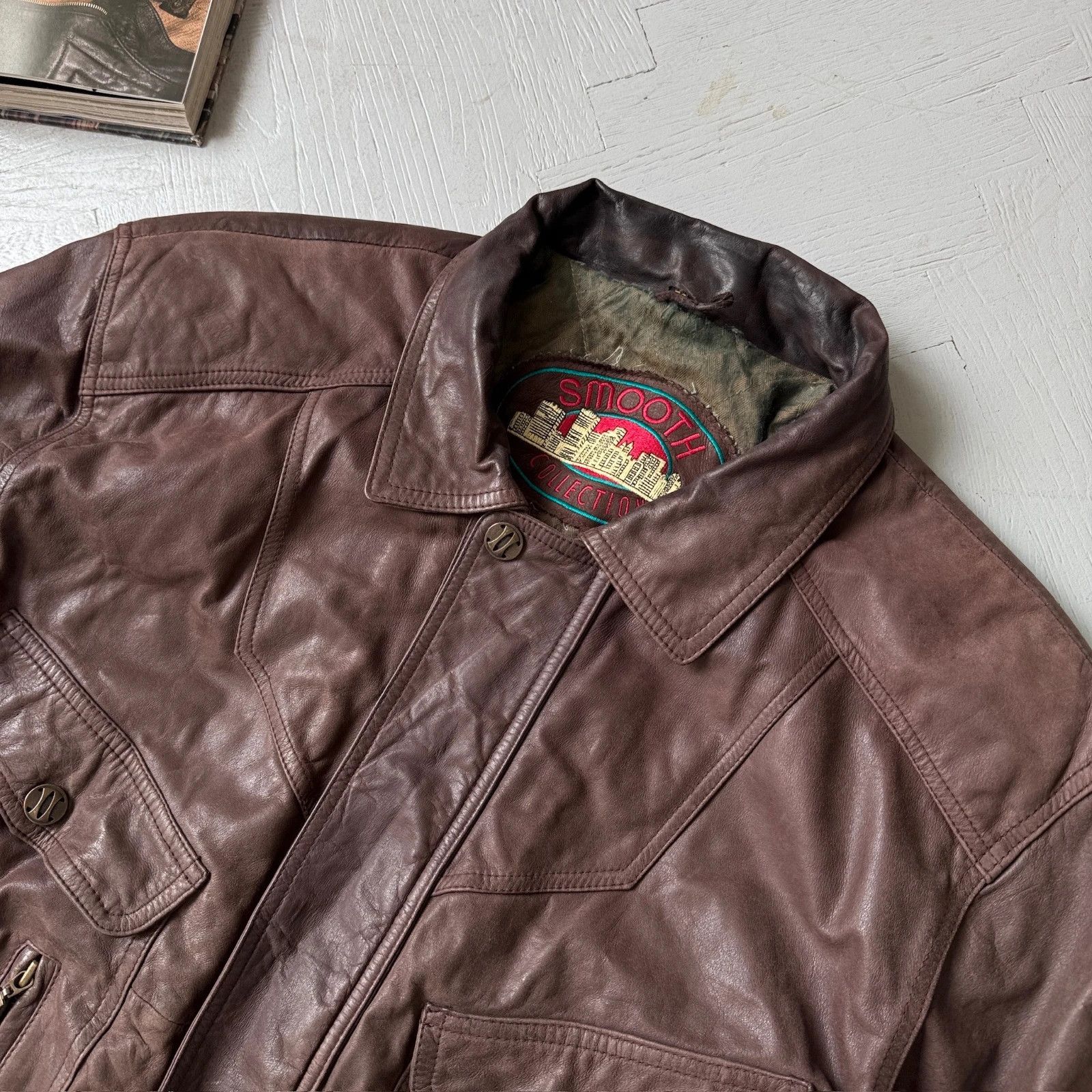 Vintage Vintage Real Leather Italian Style Collared Gangster Jacket Size US XXL / EU 58 / 5 - 4 Thumbnail