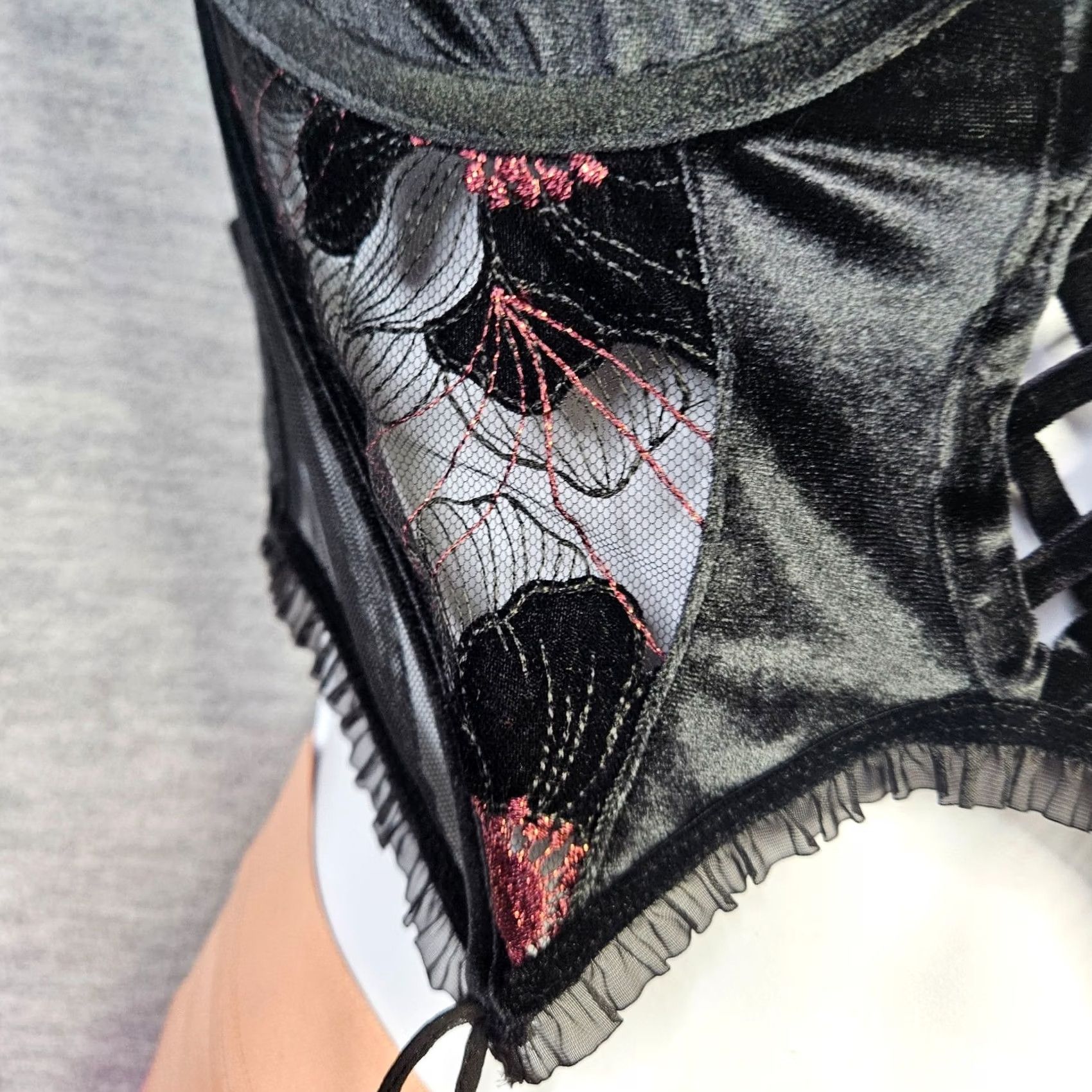 For Love & Lemons For Love & Lemons Margo Black Velvet Lace Corset Bustier Crop Top Women's M Velvet Lace Corset Bustier Crop Top Womens M Black Size M / US 6-8 / IT 42-44 - 3 Thumbnail