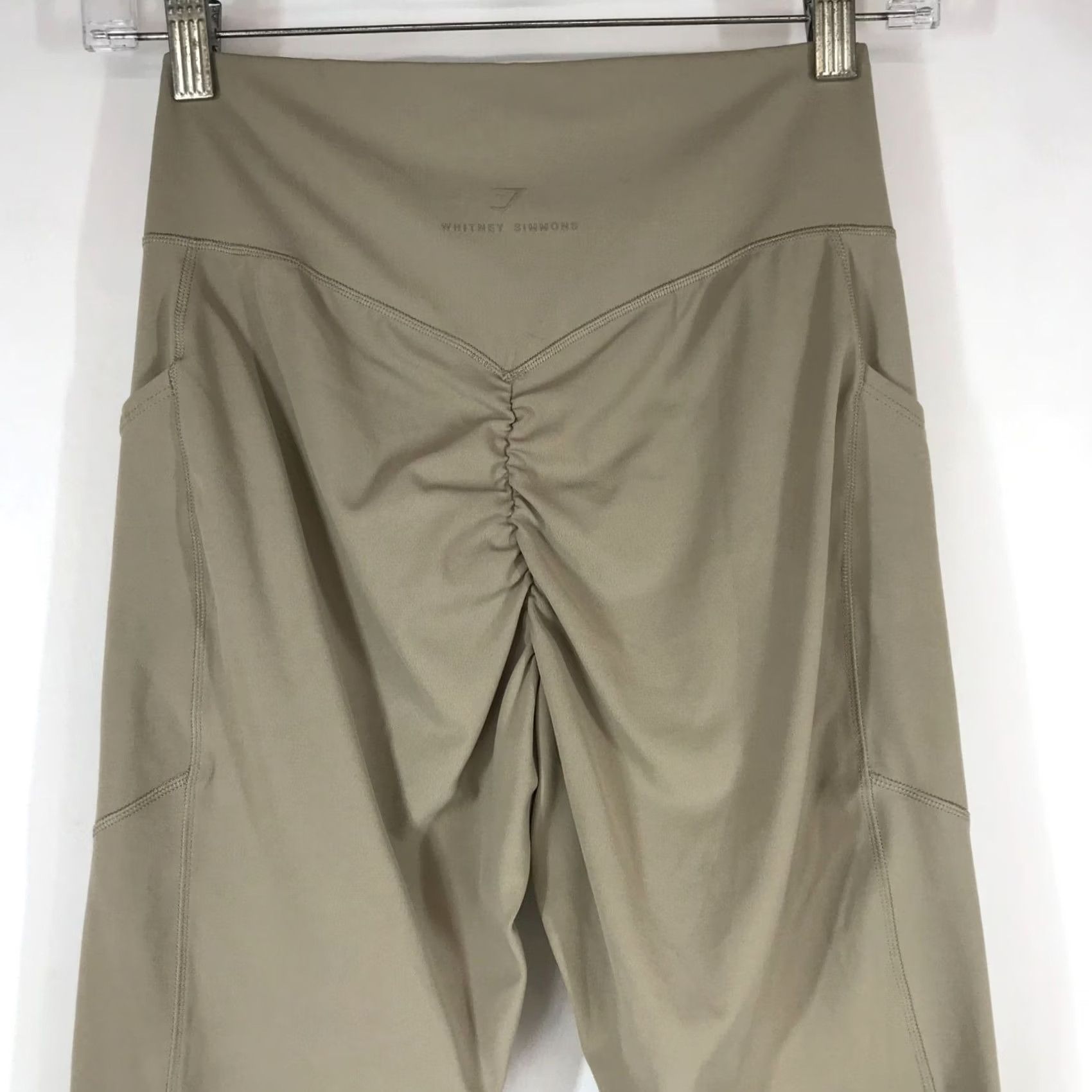 Gymshark WHITNEY SIMMONS GYMSHARK WOMEN'S XXS/XS BEIGE STASH POCKETS LEGGINGS PANTS Size 24" / US 00 / IT 34 - 5 Thumbnail