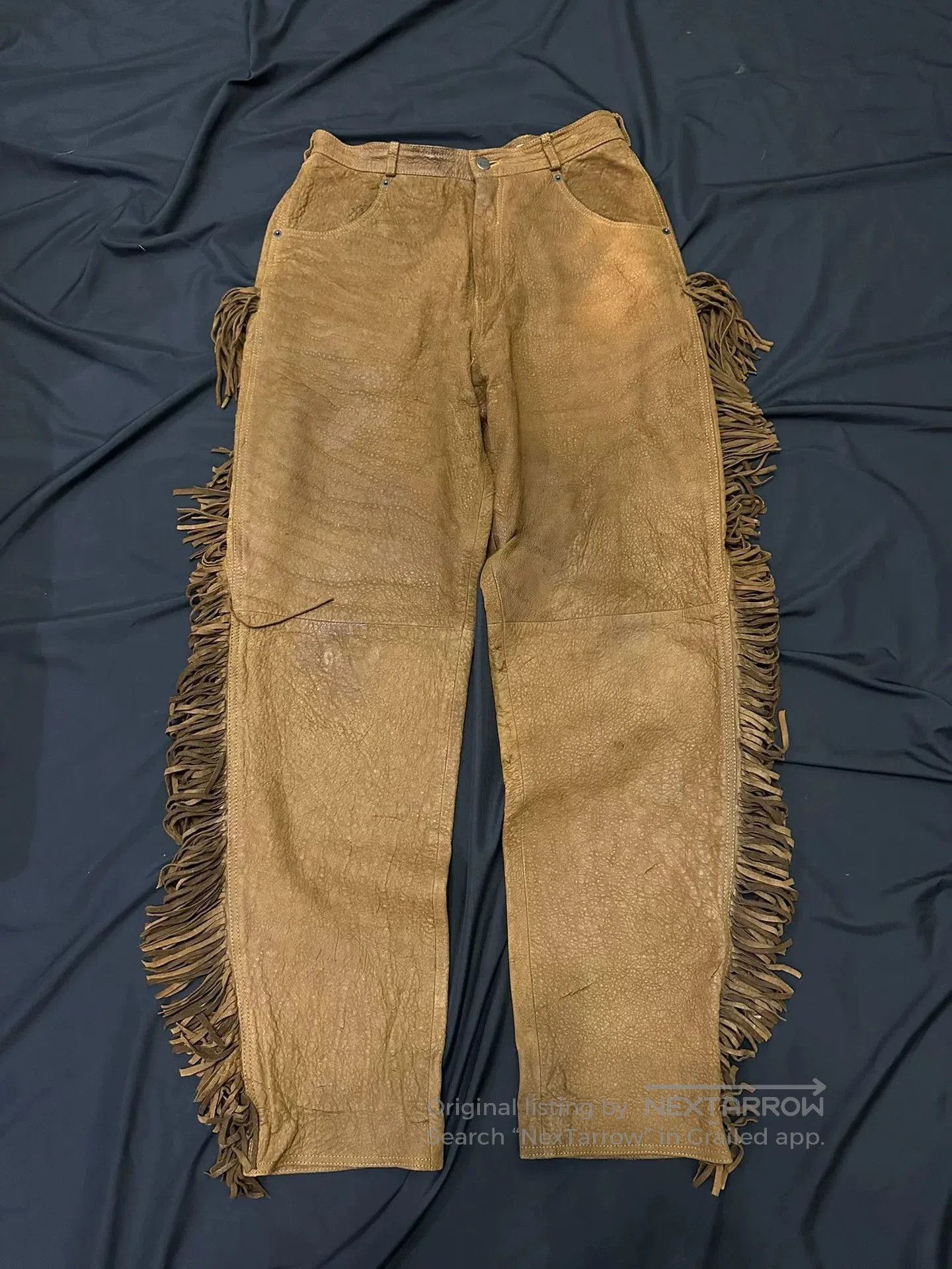 Vintage vintage 90s western fringe leather pants. Size US 28 / EU 44 - 1 Thumbnail
