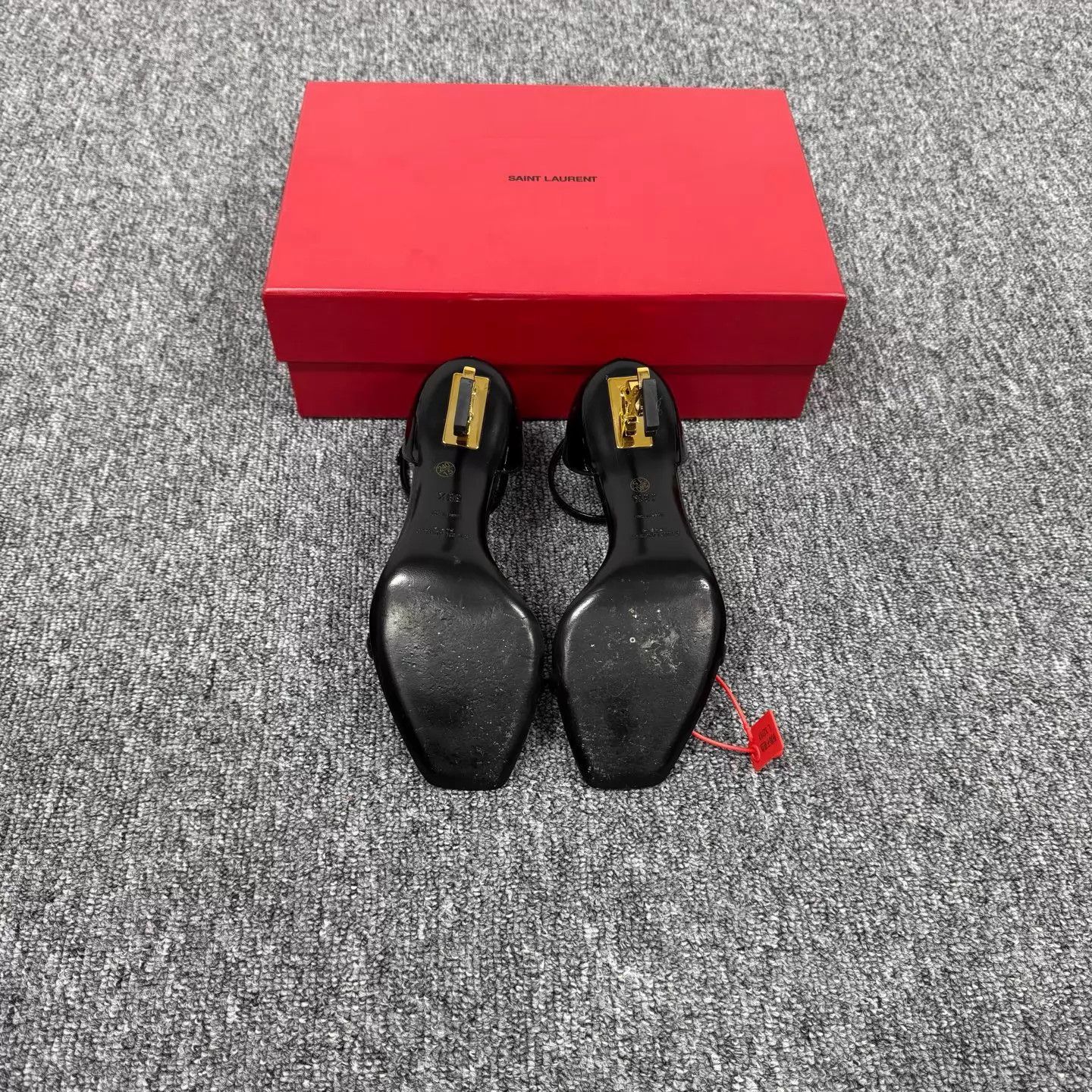 Saint Laurent Paris SLP Black Patent Leather Buckle Metal Heels 38.5 Size US 8 / IT 38 - 5 Thumbnail