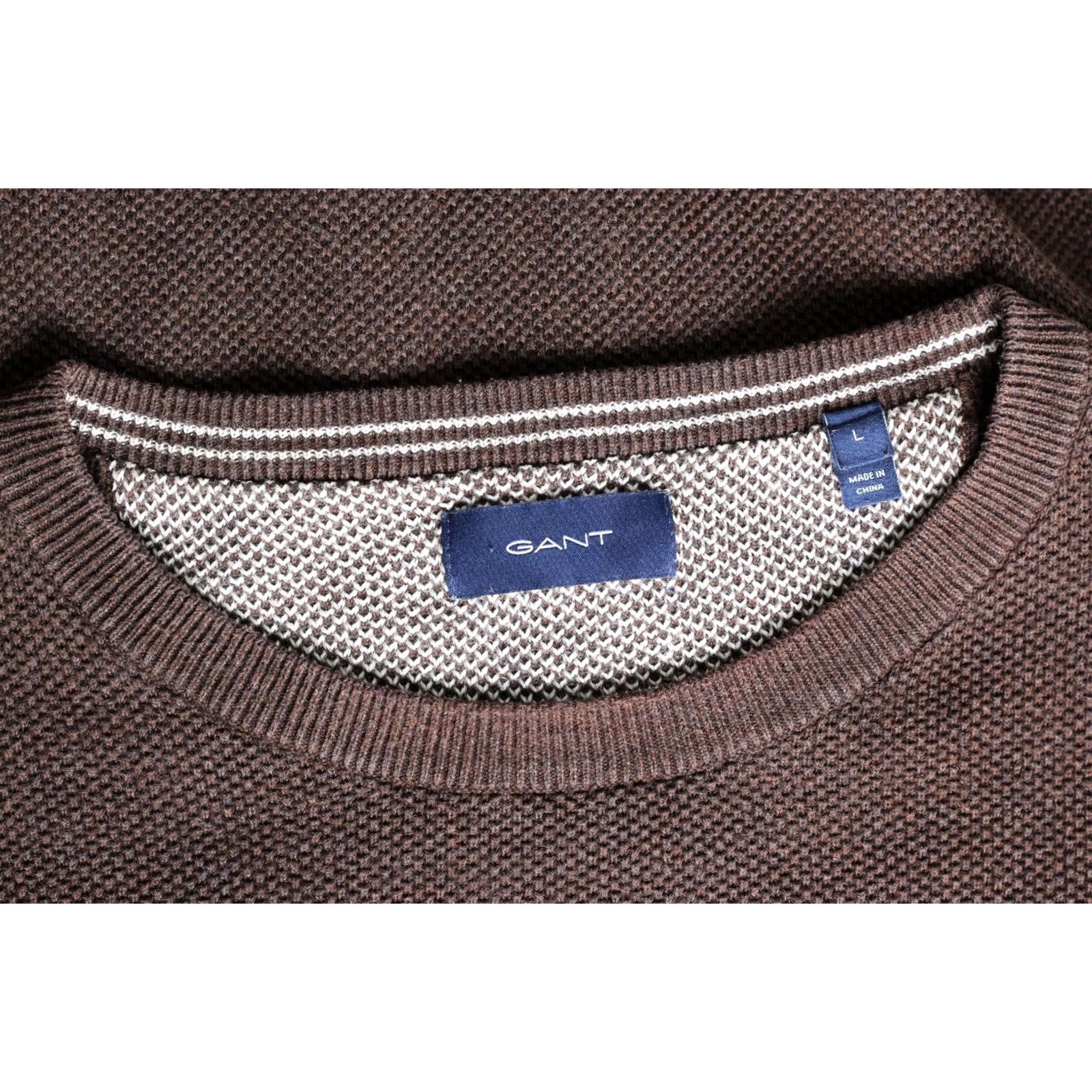 Gant GANT Crew Neck Cotton Jumper Sweater Men L VR3813 Brown Classic Knit Pullover Shirts Mens Size US L / EU 52-54 / 3 - 5 Thumbnail