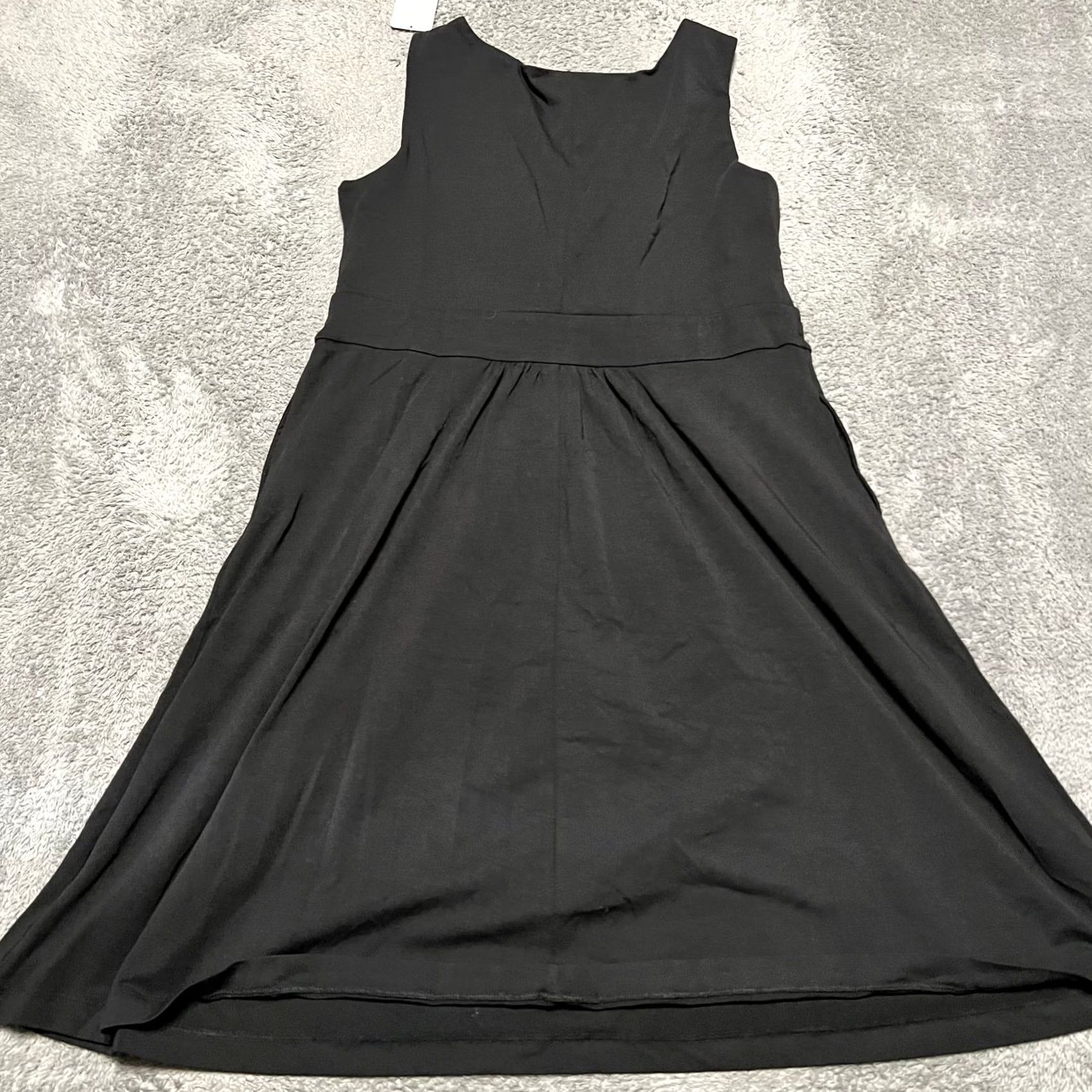 Lands' End Lands’ End Floral Fit Flare Dress Womens Large 14-16 Black Mini Dress L Womens Black Mini Size L / US 10 / IT 46 - 4 Thumbnail