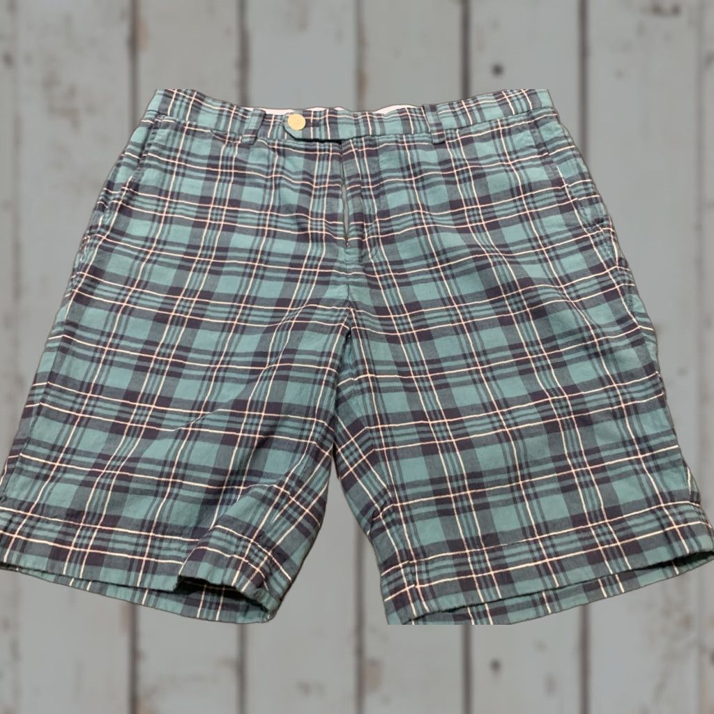 Brooks Brothers Brooks Brothers Men's Bermuda Shorts 32 Blue Plaid Cotton 9" Inseam Regular Fit Size US 32 / EU 48 - 1 Thumbnail