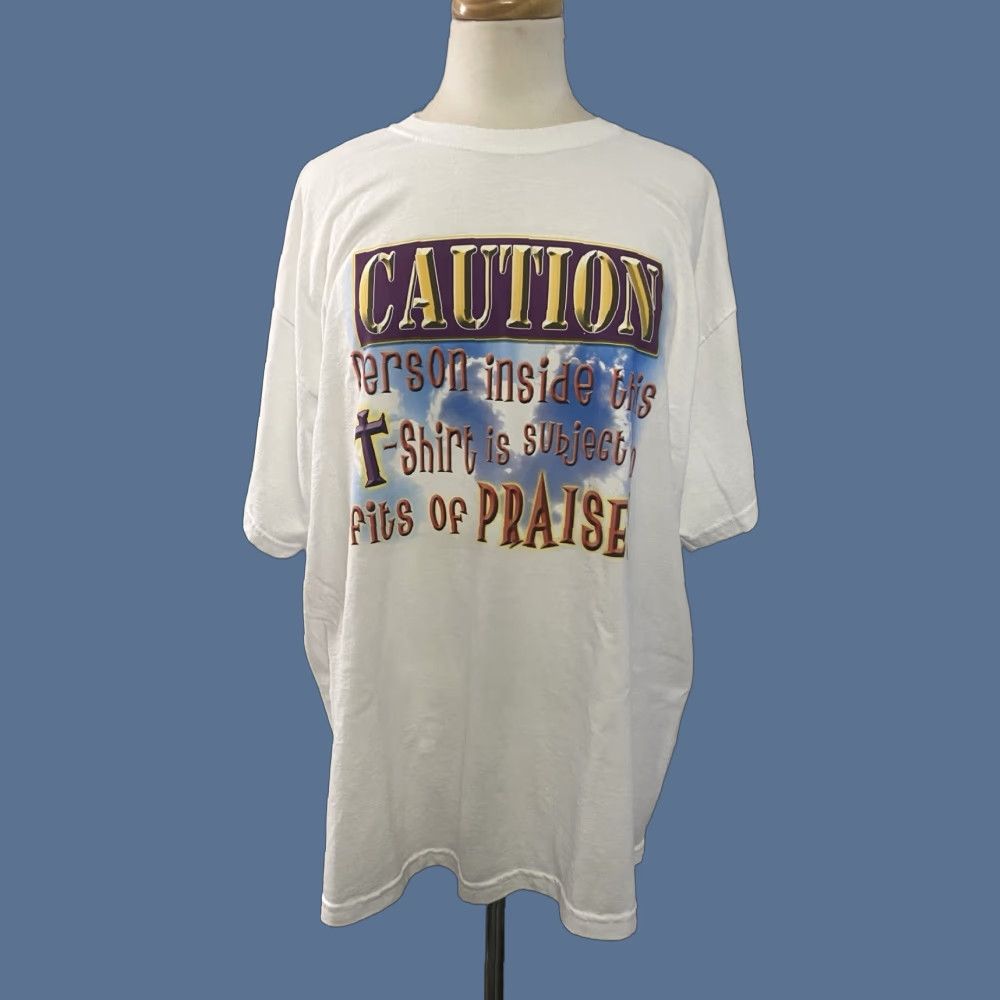 Gildan VINTAGE Gildan T-Shirt Men XL White 90s Jesus Graphic Print Crew Neck Short Sleeve T-Shirt Size US XL / EU 56 / 4 - 1 Thumbnail