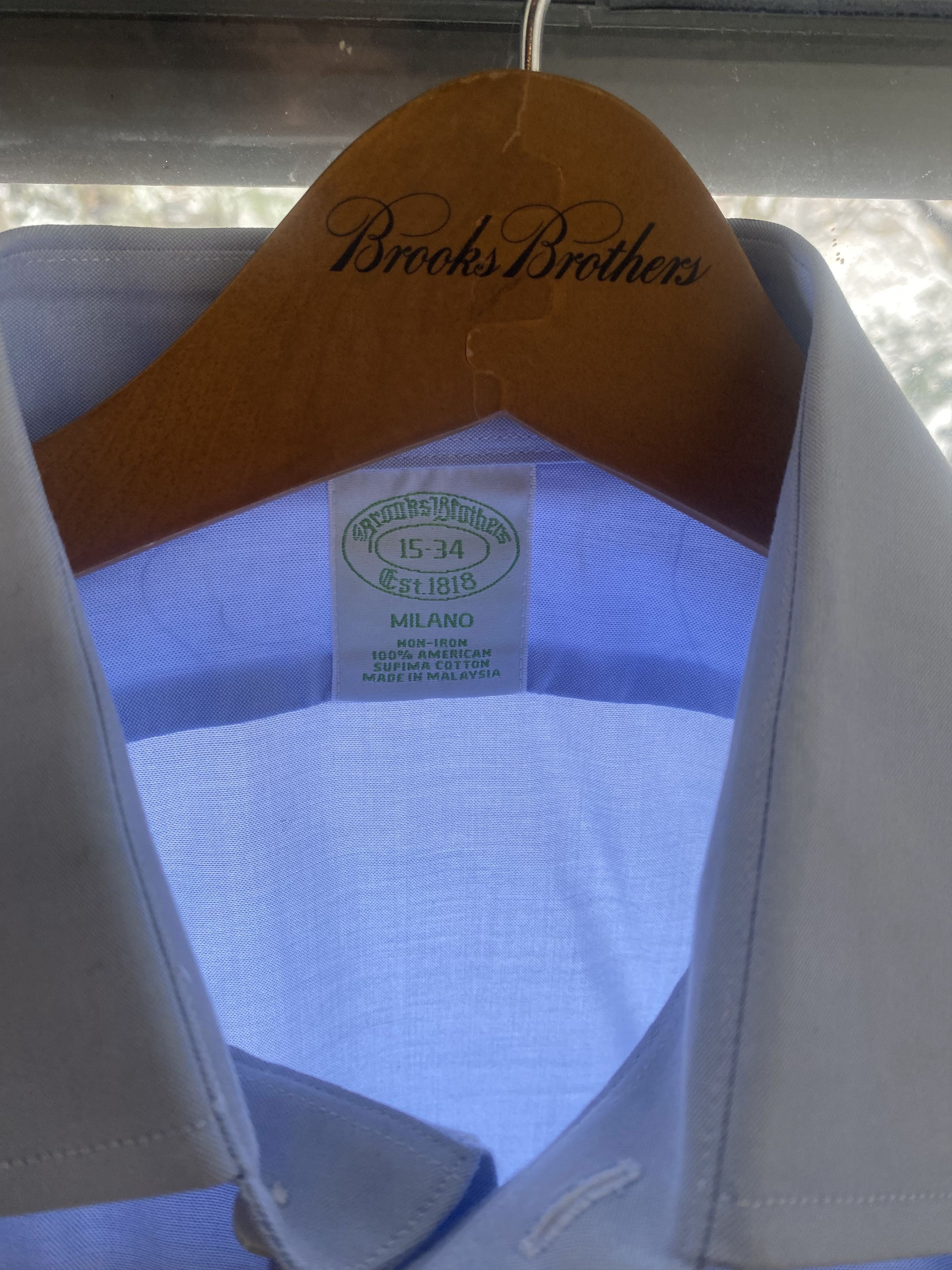 Brooks Brothers Brooks Brothers' Blue Stretch Supima® Non-Iron Oxford Shirt Size US S / EU 44-46 / 1 - 3 Thumbnail