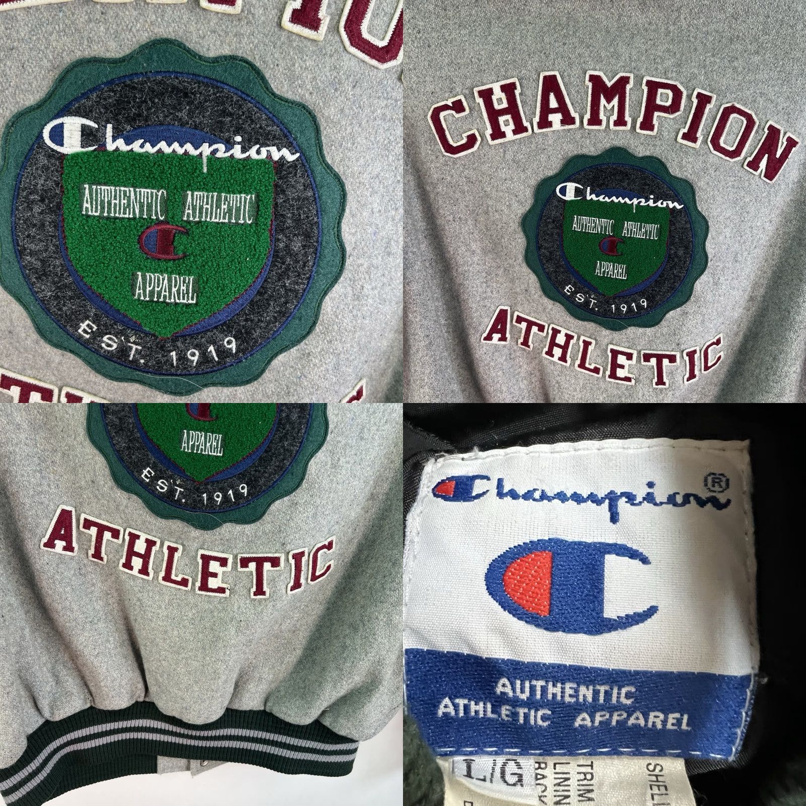 Champion VINTAGE Champion Leather Wool Varsity Jacket Men L Green 90s Sports Embroidered Mid-Length Size US L / EU 52-54 / 3 - 8 Thumbnail