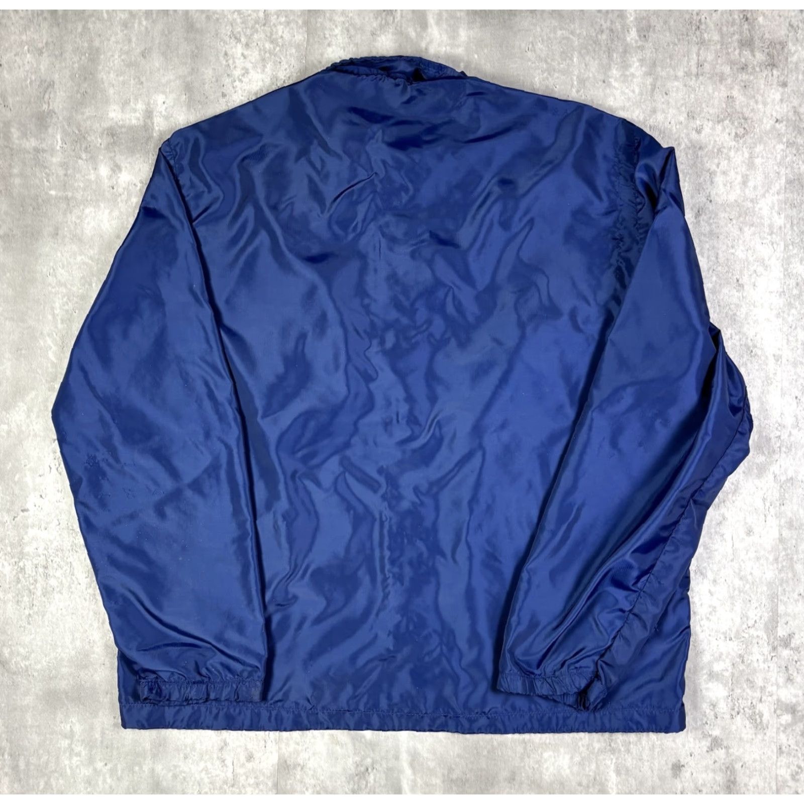 Champion VINTAGE Champion Windbreaker Jacket Mens XL Blue Nylon Softshell Lined Button Snap Workwear 60s USA College Football Basketball Size US XL / EU 56 / 4 - 2 Thumbnail