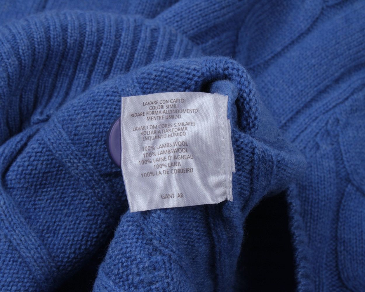 Gant GANT Lambs Wool Cable Knit Blue Button Sweater High Neck Size US M / EU 48-50 / 2 - 11 Thumbnail