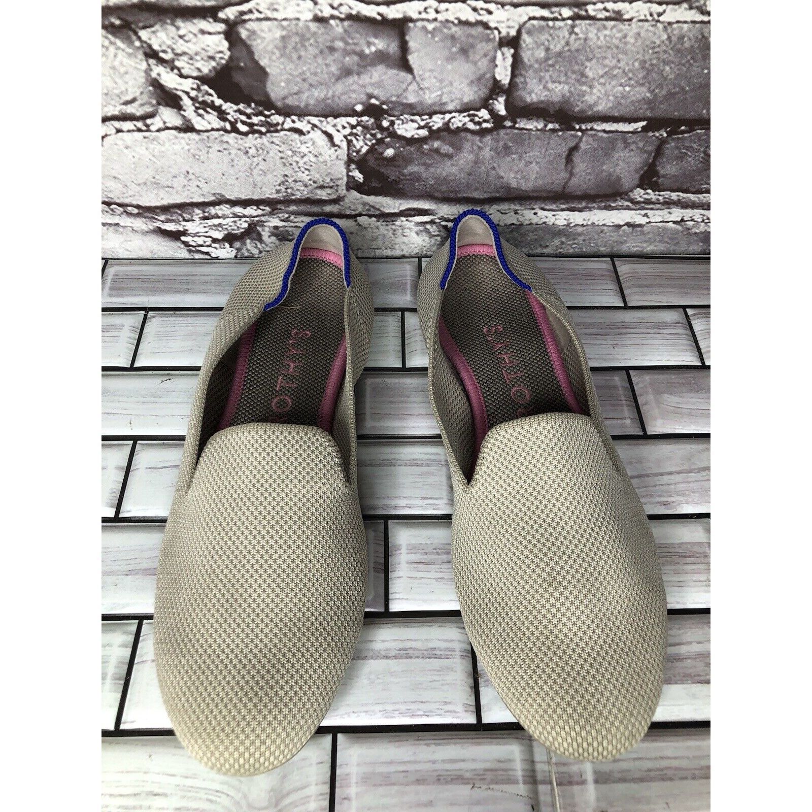 Other Rothys Cream Gray Knit Casual Slip On Round Toe Ballet Flats Size US 8.5 / IT 38.5 - 12 Thumbnail