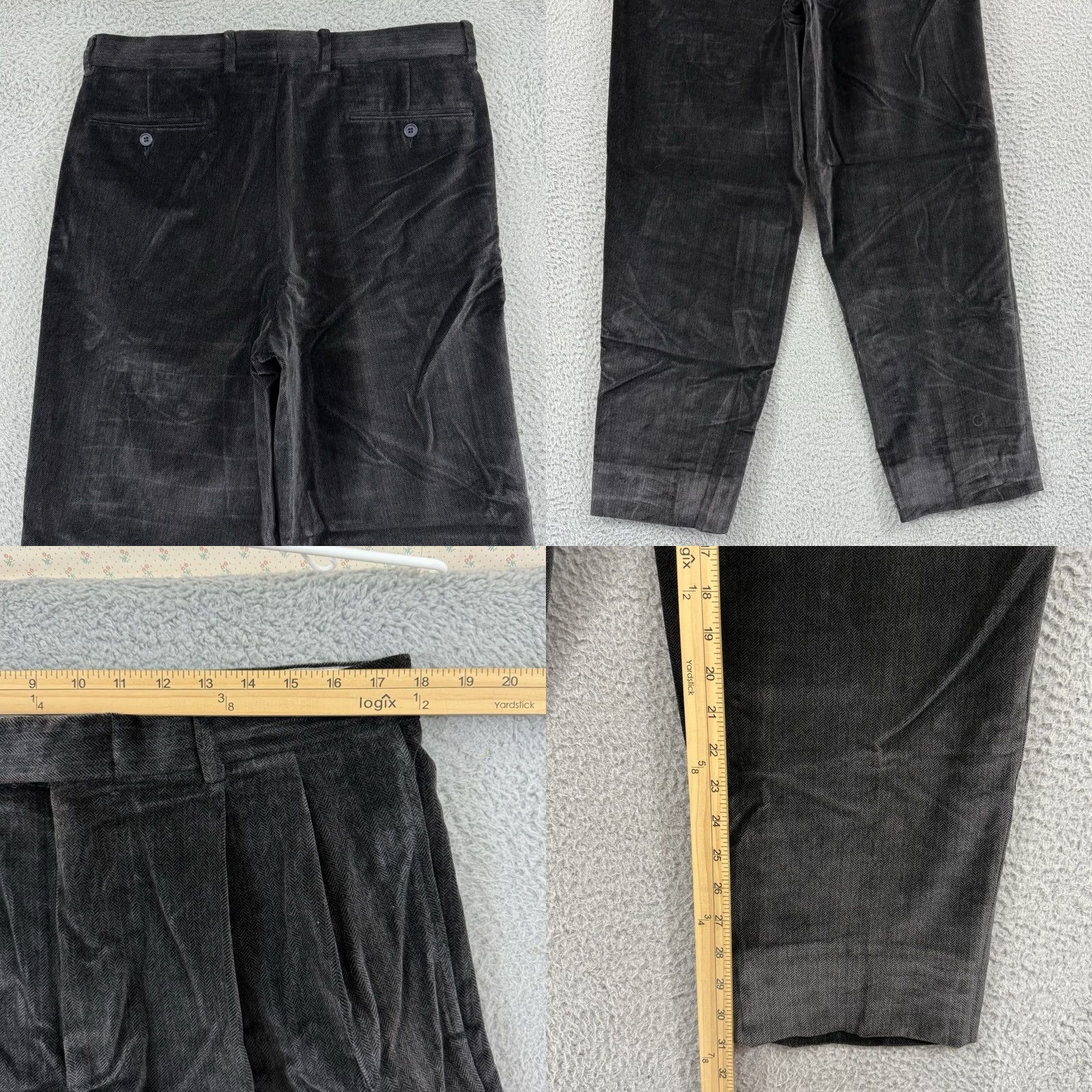 Ermenegildo Zegna VINTAGE Ermenegildo Zegna Pants Mens 36x31 Black Velvet High Rise Classic Fit Trousers Size US 36 / EU 52 - 8 Thumbnail