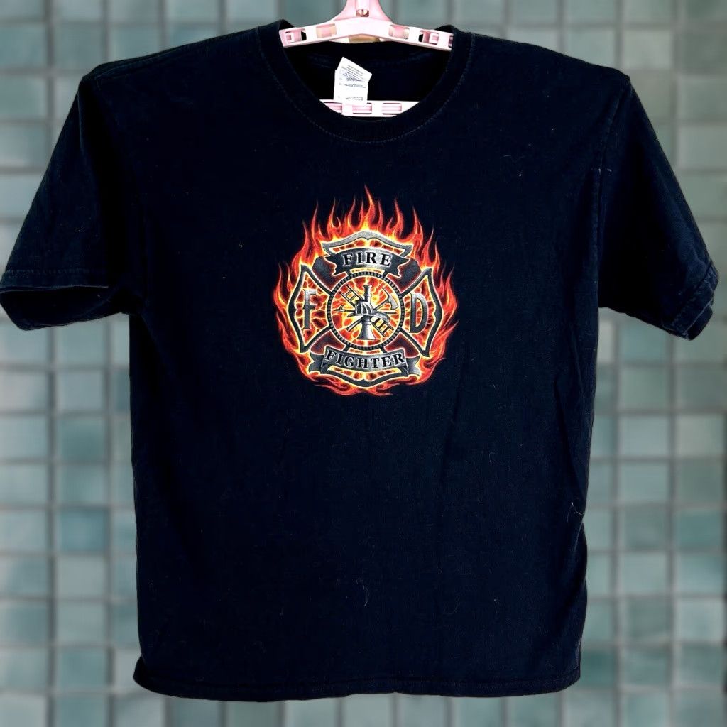 Gildan VINTAGE Fire Fighter Search Rescue Eagle T-Shirt Mens Size L Black Size US L / EU 52-54 / 3 - 1 Thumbnail