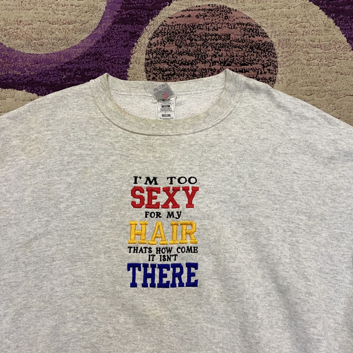Fruit Of The Loom Y2K Sexy Dad Bald Parody Embroidered Sweatshirt Size US XXL / EU 58 / 5 - 2 Thumbnail
