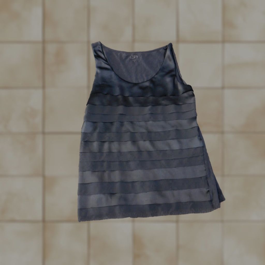 Ann Taylor Loft Ann Taylor Loft Blouse Womens Small Blue Tiered Sleeveless Ruffle Casual Cotton Rayon Floral Size S / US 4 / IT 40 - 1 Thumbnail