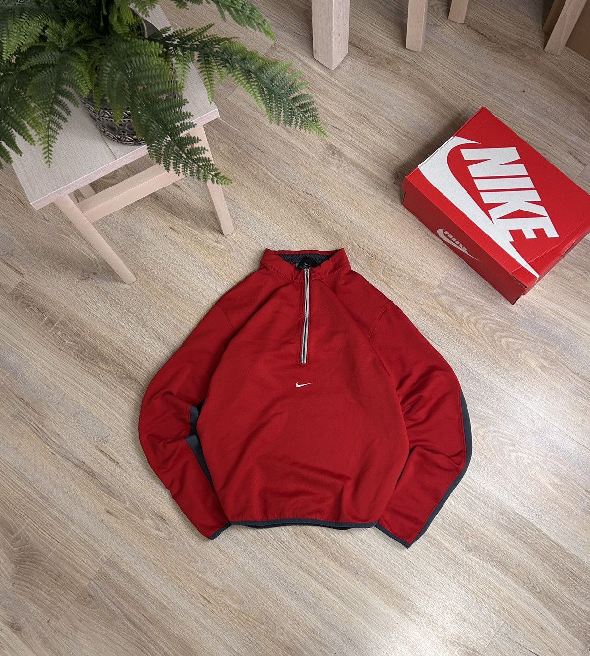 00'S Nike One Point Logo Sweatshirt Trainer Men's XL cotton wine-red Vintage Second Hand