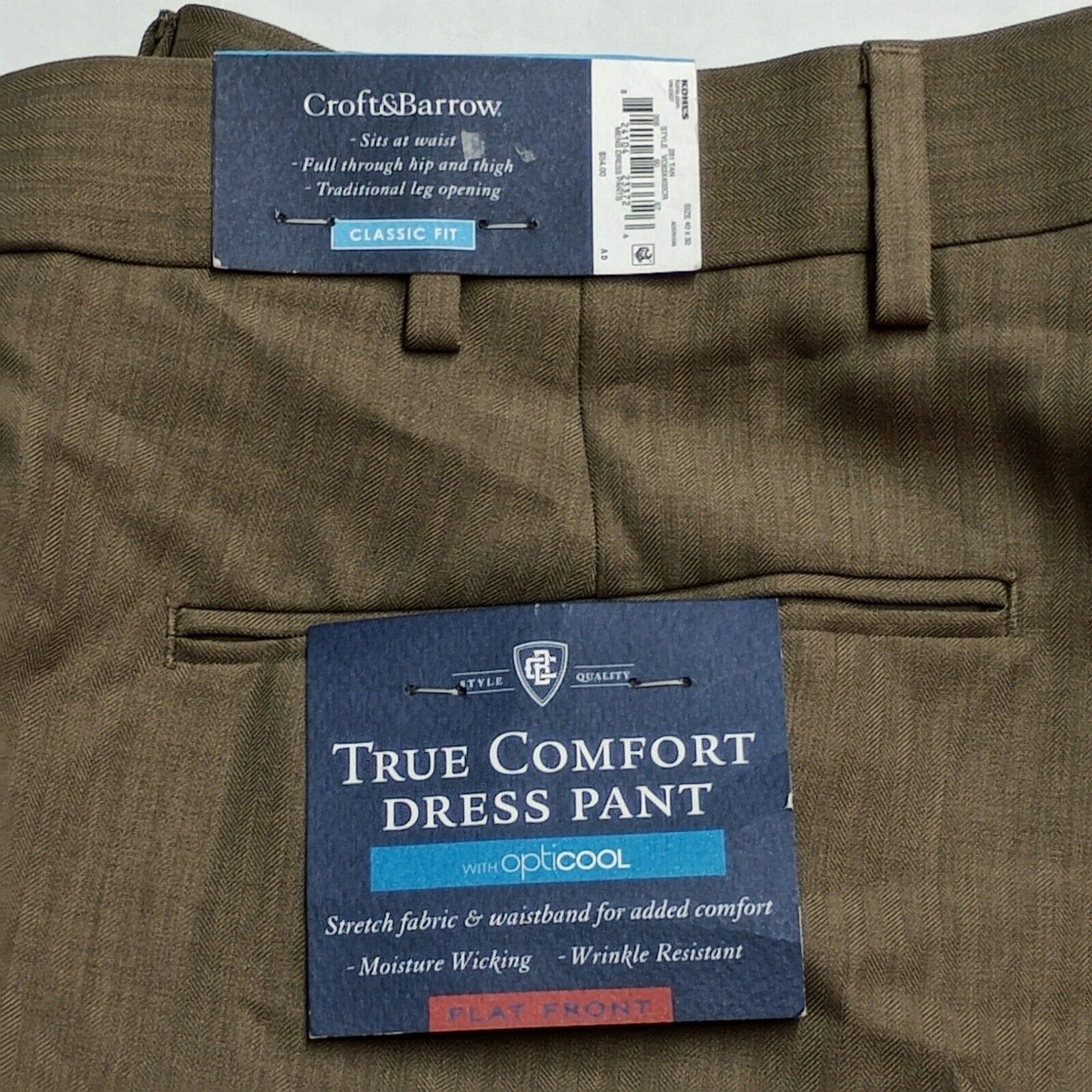 Croft & Barrow Croft & Barrow Dress Pants Men's 40x32 Tan Classic Fit Size US 40 / EU 56 - 2 Thumbnail