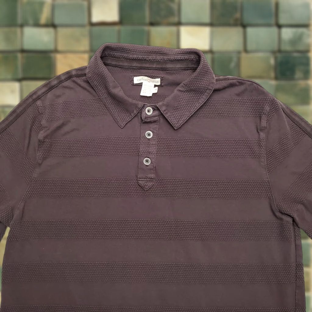 Carbon2Cobalt Carbon 2 Cobalt Shirt Mens M Polo Short Sleeve Cotton Black Brown Textured Casual Golf Walking Breathable Easy Care Shirt Mens Size US M / EU 48-50 / 2 - 1 Thumbnail