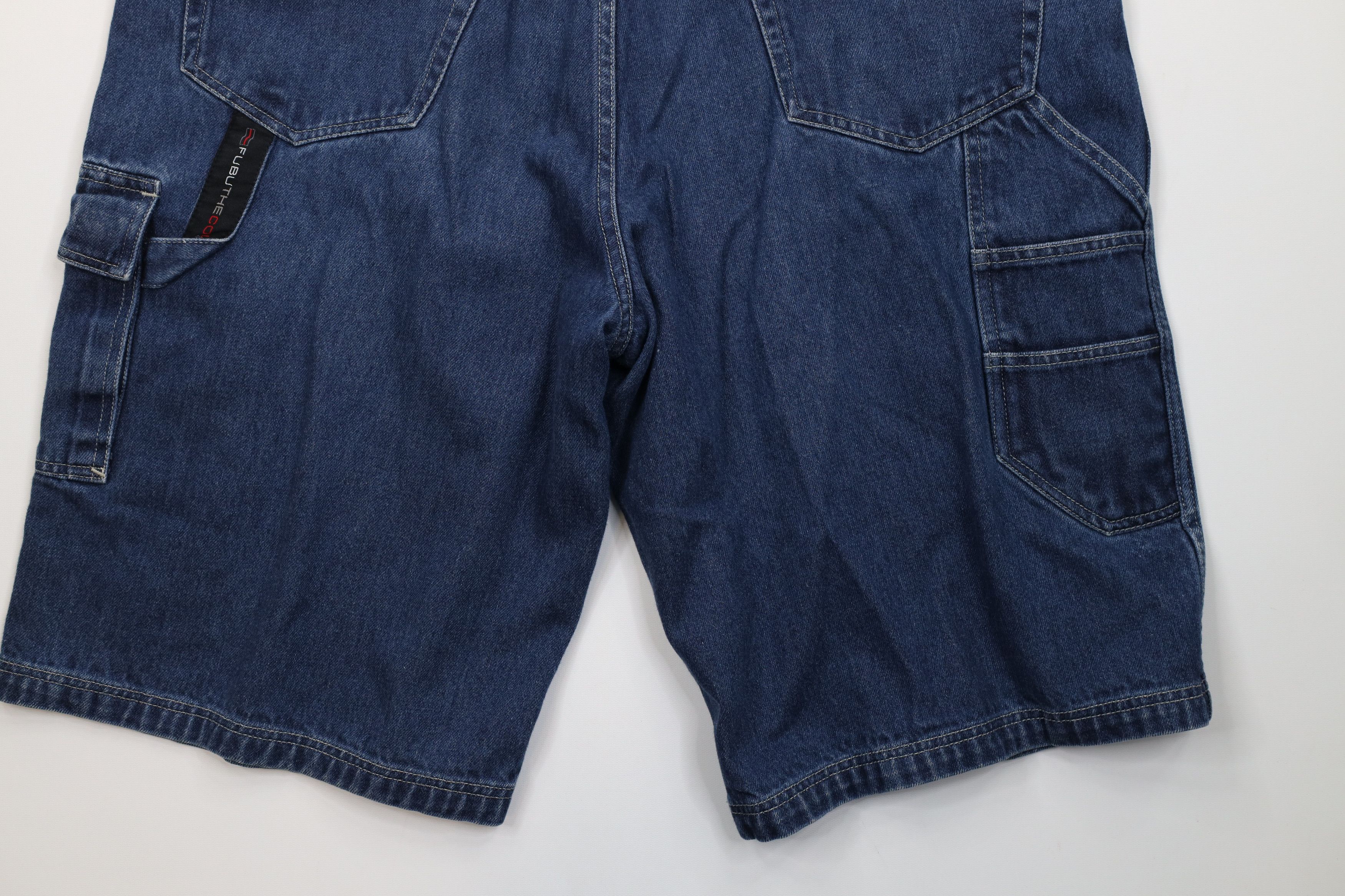 Fubu Vintage 90s Y2K FUBU Spell Out Baggy Denim Cargo Shorts Blue Size US 38 / EU 54 - 13 Thumbnail