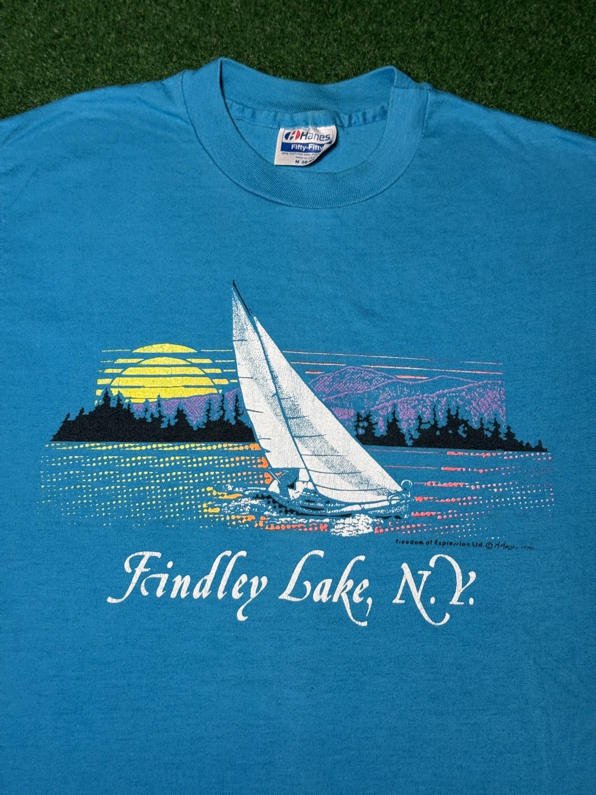 Vintage Vintage Findley Lake New York Sail Boat Retro 90s T Shirt Size US M / EU 48-50 / 2 - 2 Thumbnail