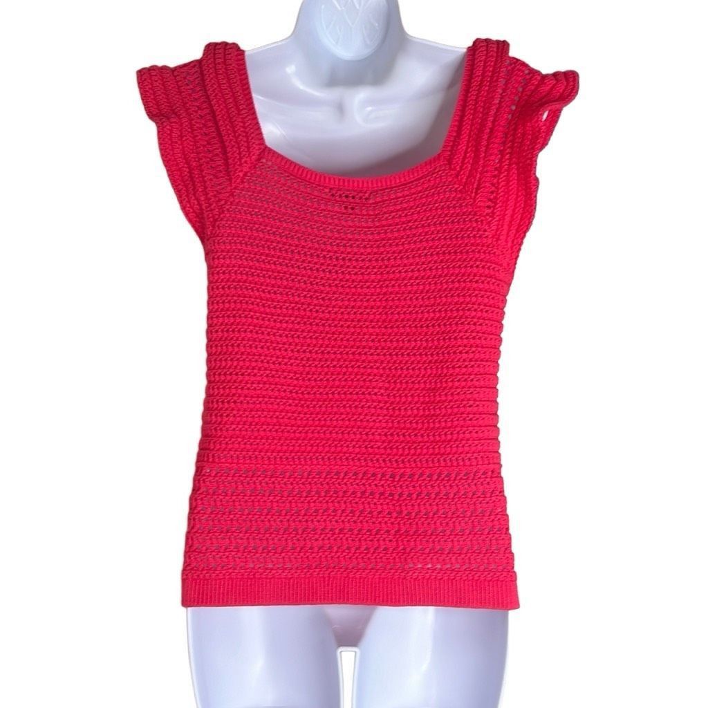 Nautica Nautica Womens Medium Crocheted Pullover Top Pink Square Nec Size M / US 6-8 / IT 42-44 - 2 Thumbnail