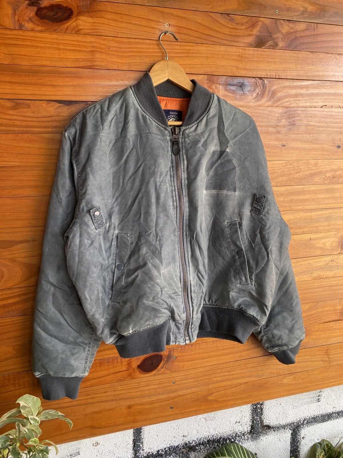 Japanese Brand Vintage Suntory Coffee Bomber Jacket Gray MA-1 Style Japan Size US L / EU 52-54 / 3 - 5 Thumbnail