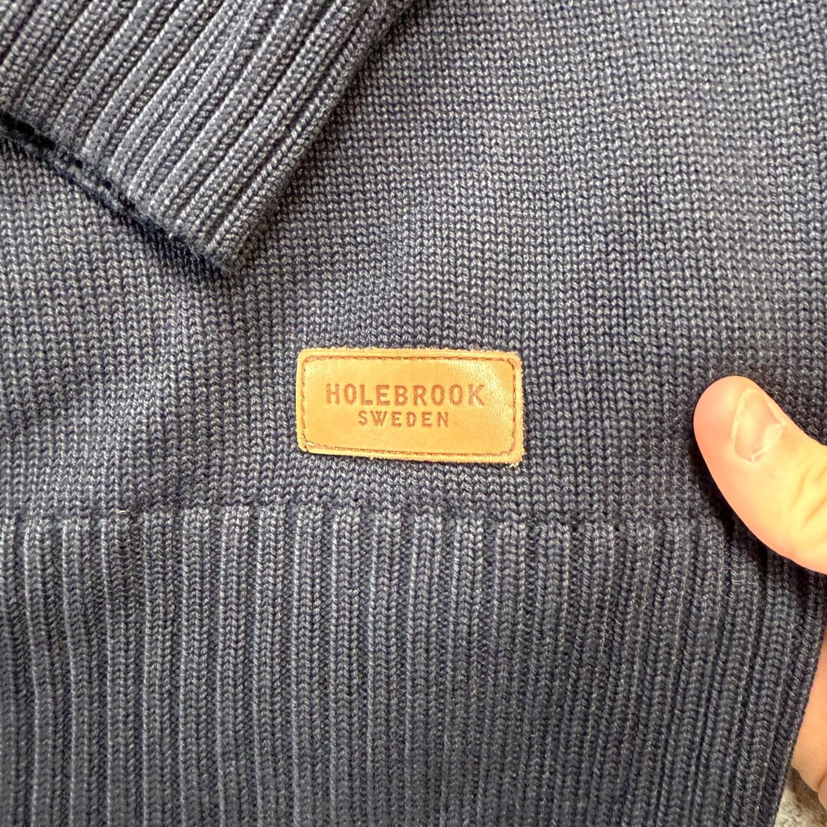 Vintage Holebrook Sweden Sweater Mens XL Navy Blue 1/4 Zip Mock Neck Pullover Knit Cotton Casual Size US XL / EU 56 / 4 - 6 Thumbnail