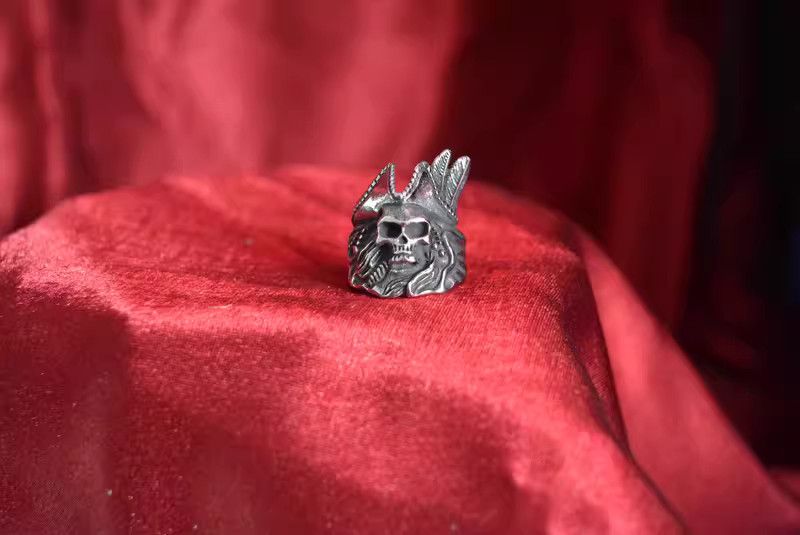 Jewelry Pirate Skull Jewelry Rings Open Size Chrome Ring (Size 7-13) Size ONE SIZE - 2 Thumbnail
