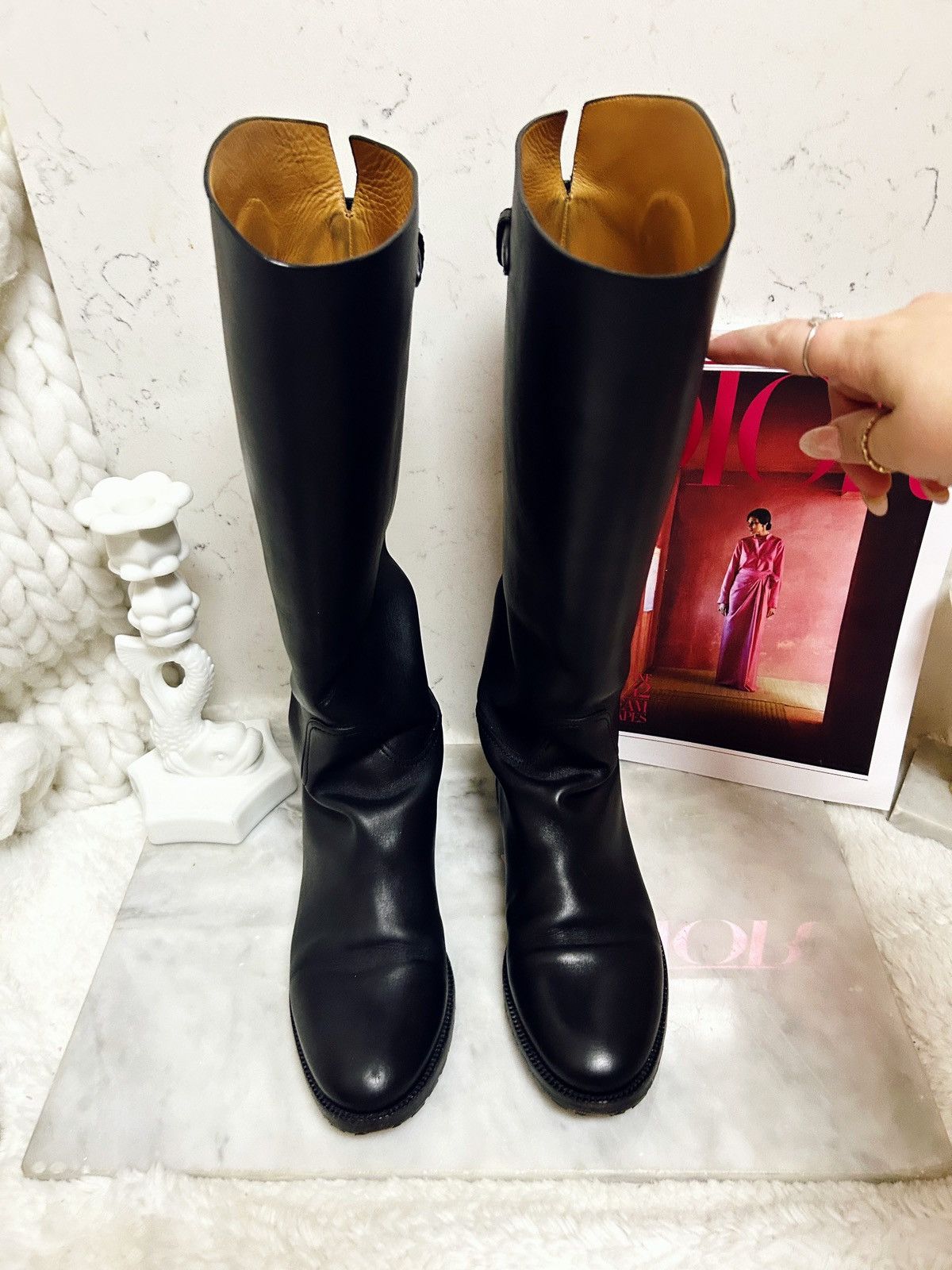 Dior Authentic Dior Black Diorable Leather Riding Knee High Boots Size US 9 / IT 39 - 5 Thumbnail